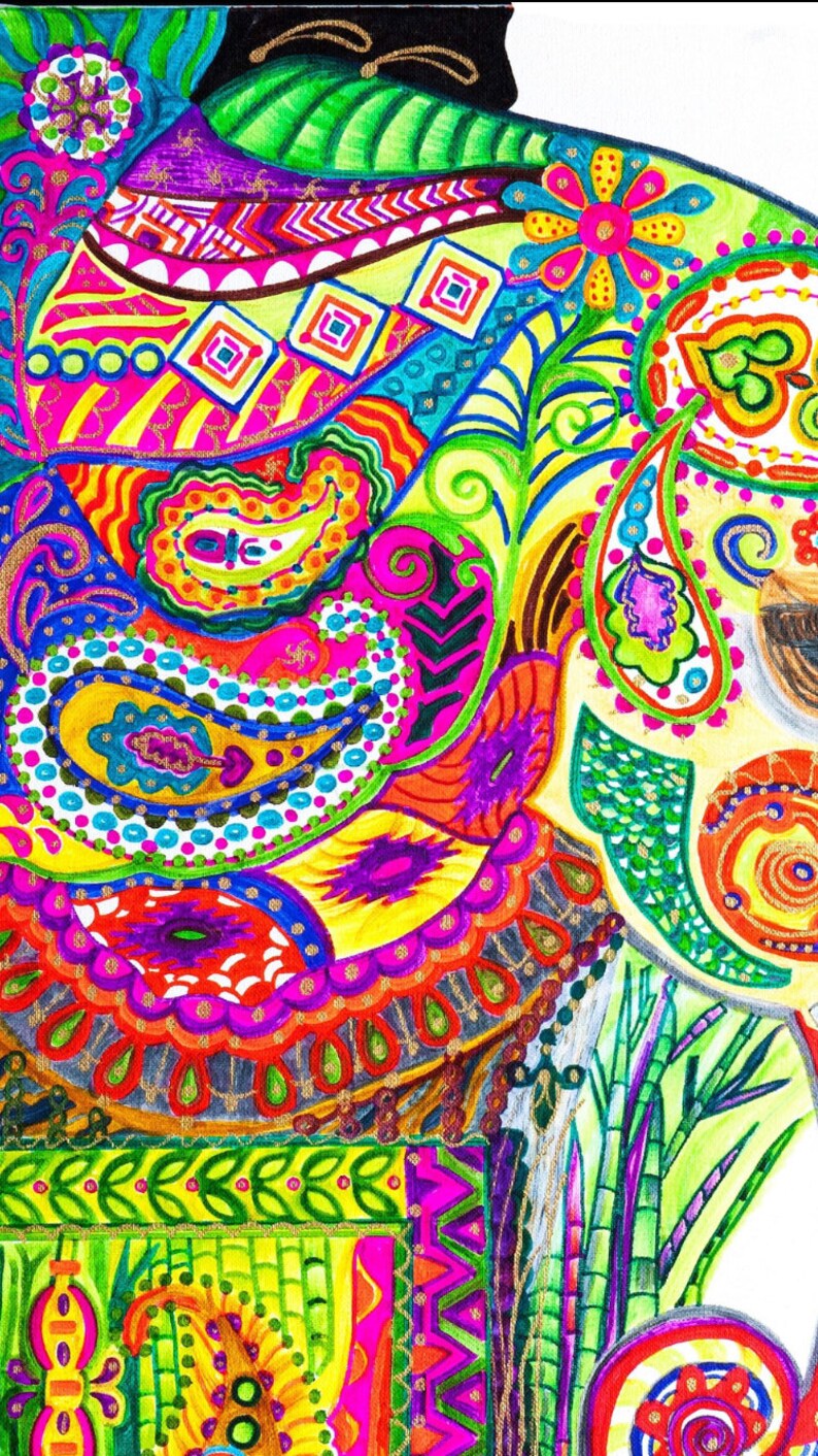 Colorful Elephant Spirit Animal Abstract Art Painting Framed Etsy