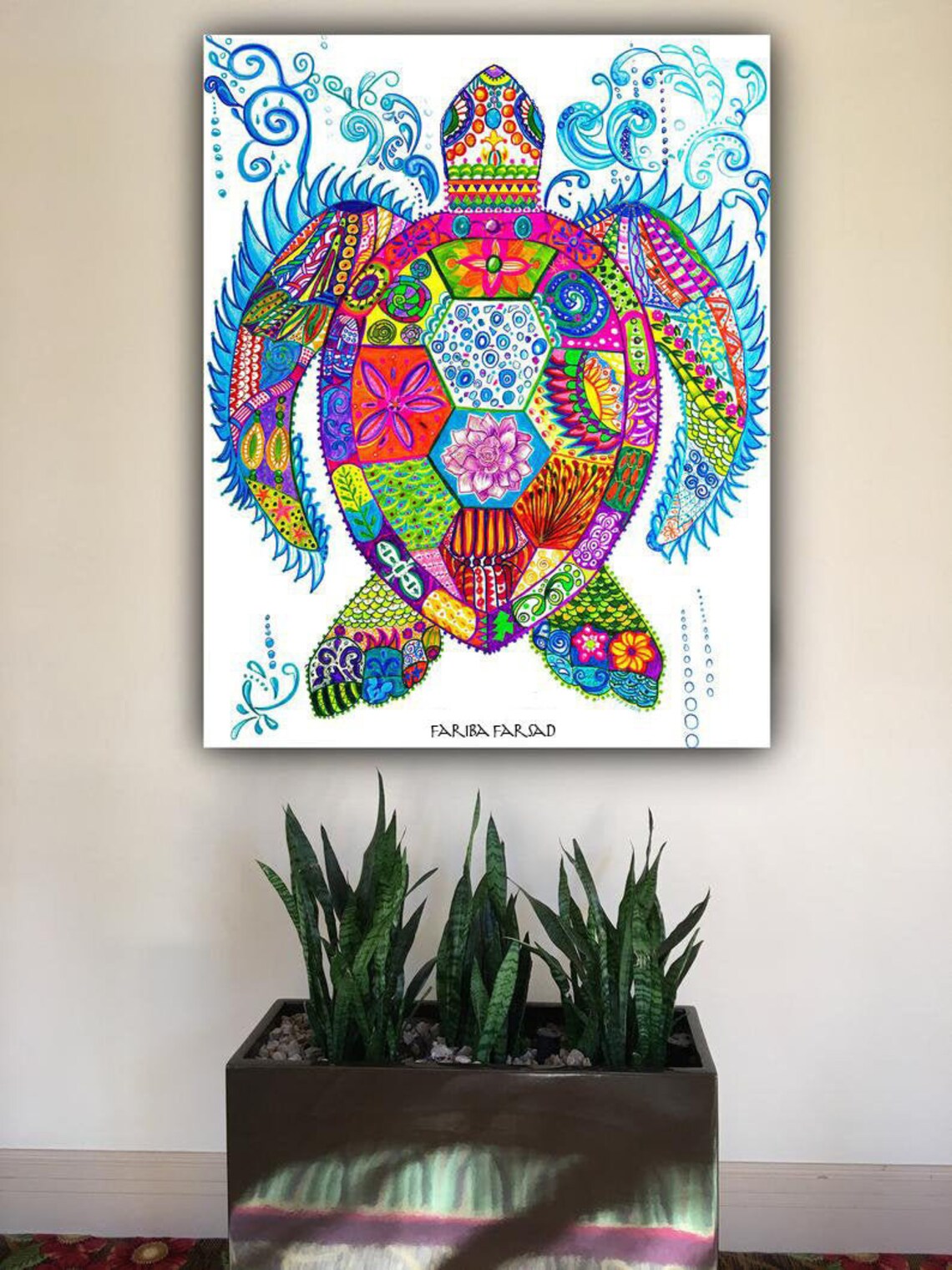 Sea Turtle Spirit Animal Abstract Art Painting Rolled Canvas Print ...