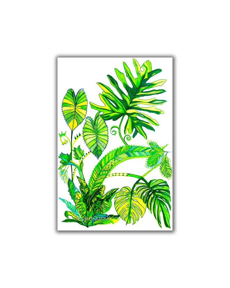 Modern Green Wall Art Plant Canvas Print Painting Rolled Etsy