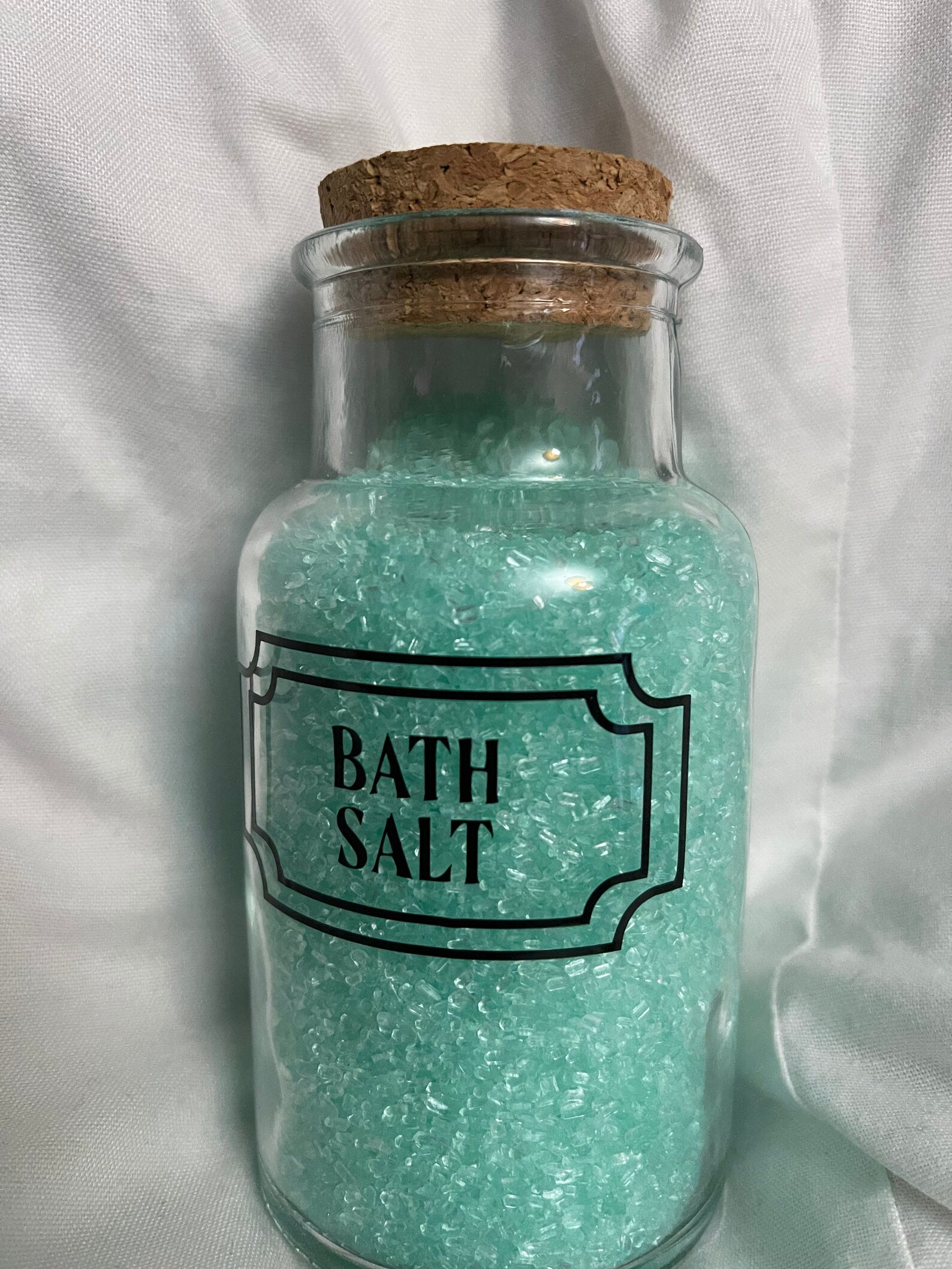Bath Salt glass Jar Glass Jar with cork lid Filled with bath Etsy