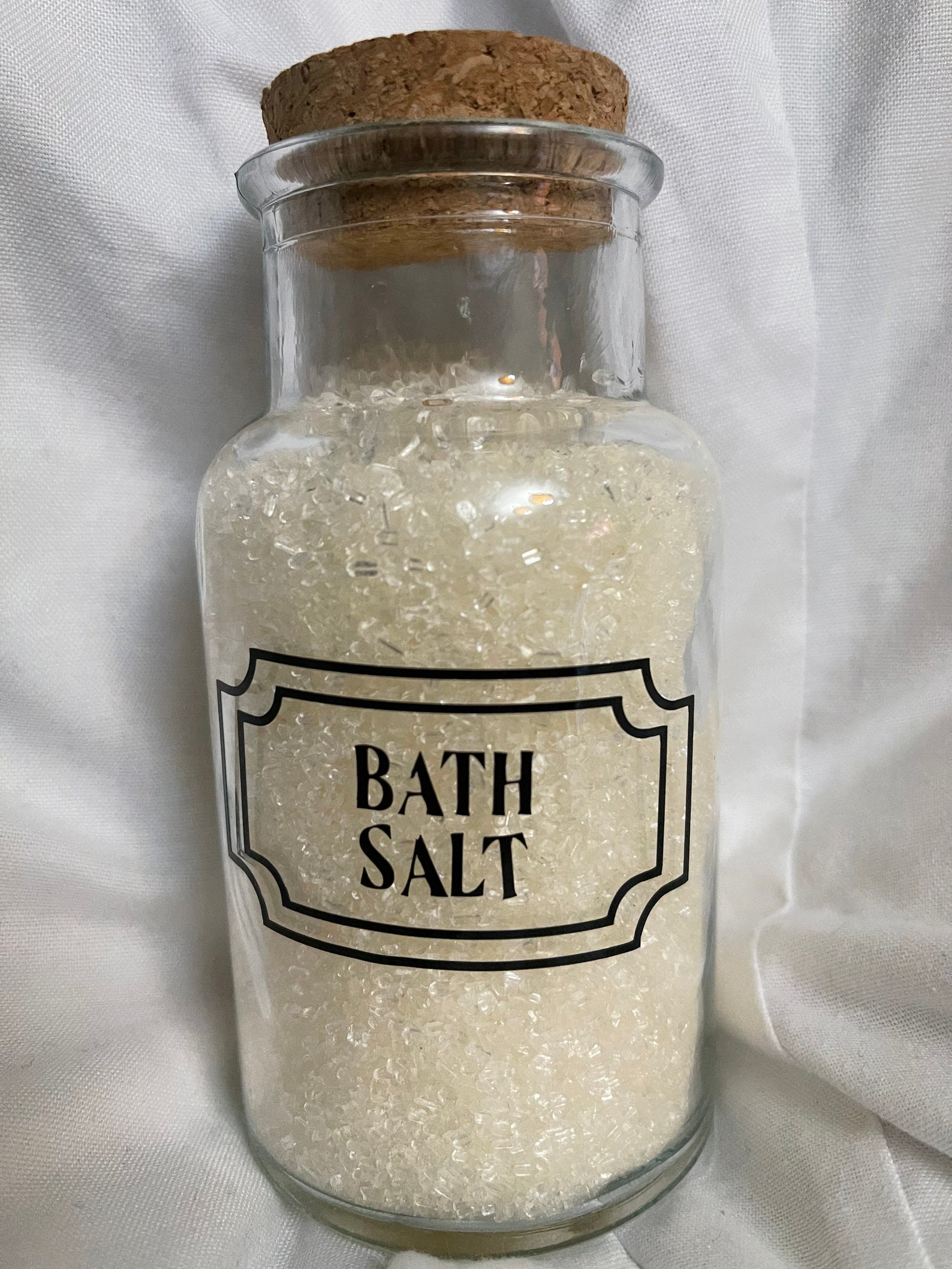 Bath Salt glass Jar Glass Jar with cork lid Filled with bath Etsy