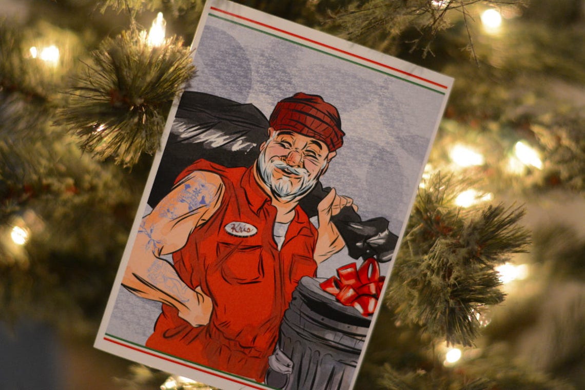 Christmas Greeting Card for Garbage Man Trash Man Sanitation | Etsy