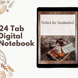 Fall Themed Digital Notebook with 24 Tabs for GoodNotes