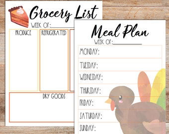 Meal Planning Printables for Thanksgiving