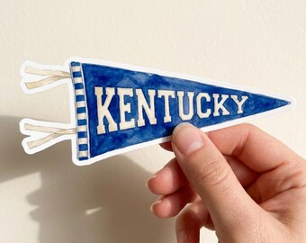 Adesivo com a flâmula do Kentucky, decalque de vinil recortado com flâmula em aquarela para garrafa de água, laptop, presente universitário