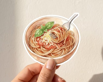 Adesivo de tigela de espaguete, decalque de viagem com tema de comida italiana em aquarela (vinil à prova d'água)