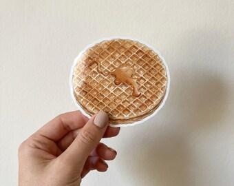 Adesivo Stroopwafel Stack, decalque de viagem em aquarela, vinil à prova d'água para laptop e garrafa de água.