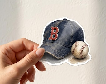 Adesivo para boné dos Red Sox, decalque aquarela de beisebol de Boston para garrafa de água ou laptop, Além da Margem