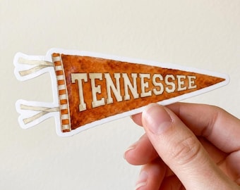 Adesivo com a flâmula do Tennessee, decalque de vinil recortado com flâmula em aquarela para garrafa de água, laptop, presente universitário