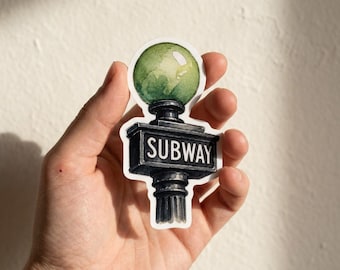 Adesivo para poste de iluminação do metrô de Nova York, decalque de viagem em aquarela, vinil à prova d'água