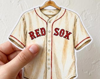 Adesivo com a camisa do Red Sox, decalque em aquarela do time de beisebol de Boston para garrafa de água ou laptop, Além da Margem