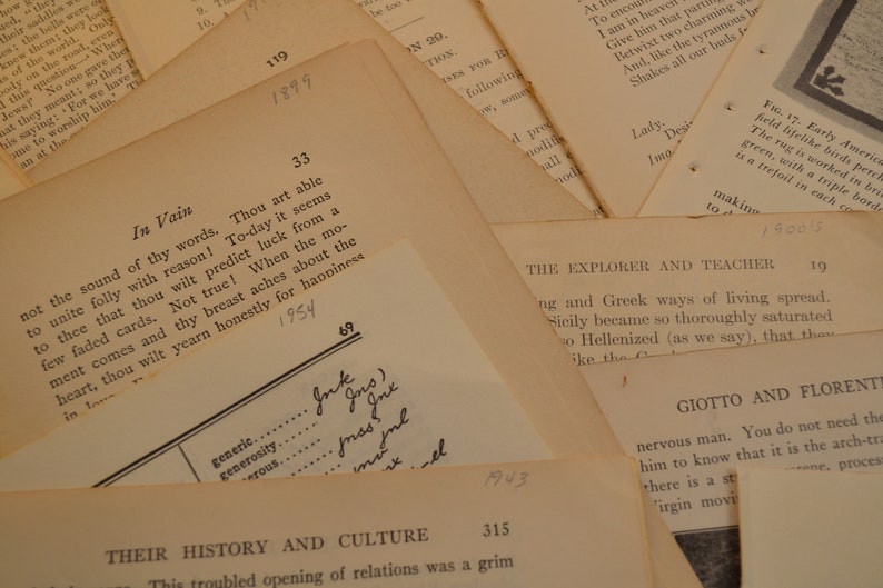 Vintage 28 different books 1874-1976 Over 60 pages! Collection Four Book Pages