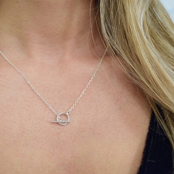 Toggle Clasp Necklace, Dainty Necklace, Sterling Silver or 14k Gold, Simple Necklace, Layered Necklace, Anti Tarnish