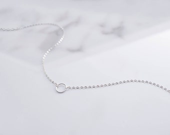 Delicate Circle Necklace, Unity Necklace, Dainty Necklace, Simple Sterling Silver Choker, Layered Necklace