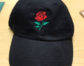 Rose Embroidered Dad Hat Streetwear Fashion