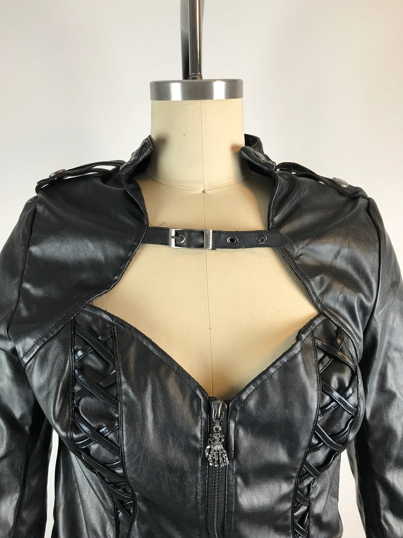 Black Punk Overcoat Gothic Faux Leather Coat Vampire Costume Etsy