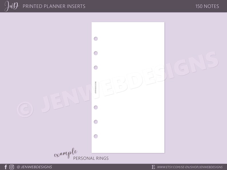 150 NOTES Blank Välj storlek PRINTED Notes Filofax/Ringbound/TN/Discbound Planner Inserts image 1