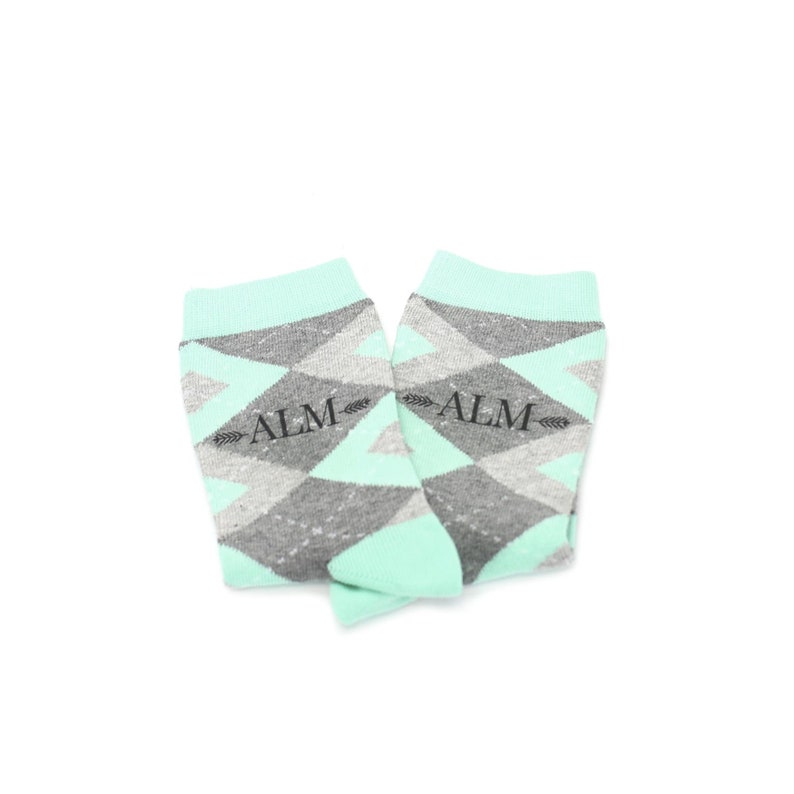 Custom Monogrammed Mint Gray Junior Groomsmen Kid/'s Dress Socks Statement Sockwear