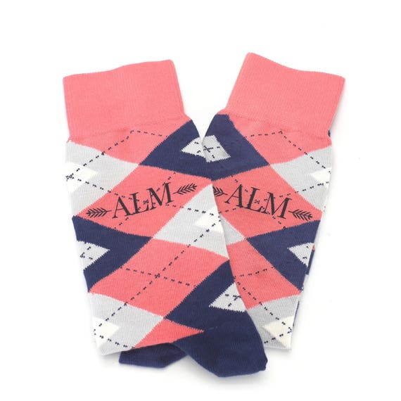 coral and navy socks