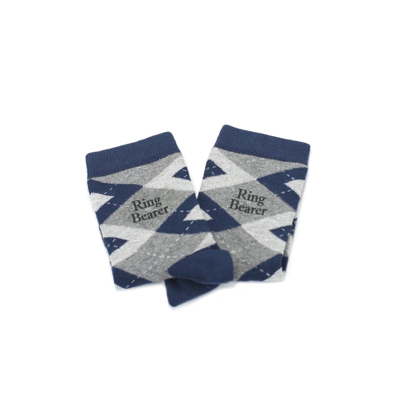 Custom Text Navy Gray Junior Groomsmen Kid/'s Dress Socks Statement Sockwear