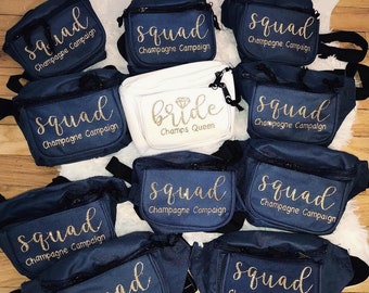 BRIDE SQUAD Fanny packs! Custom Design! Bachelorette party matching fanny bags for bridal party, fully customizable/personalized !