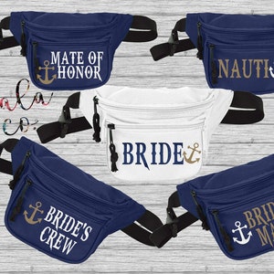 Bride's Mate, Bride's Crew, Nauti Bride, Nautical Themed Bachelorette Bridal Party Fanny Packs