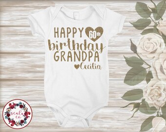 Happy Birthday Grandpa Baby Bodysuit Personalized Infant Outfit New Grandfather Gift Papa PopPop Paw Paw Grampy Clothing for Family Events