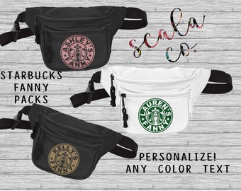 Coffee Theme Fanny Pack, custom fannies for bachelorette, birthday, family and friend's vacation