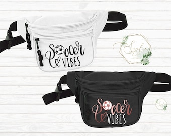 Custom fanny pack Soccer Vibes Waist bag | Mom, Coach, Kids, athletes, nationals | quality fanny pack | mom tote lacrosse baseball soccer