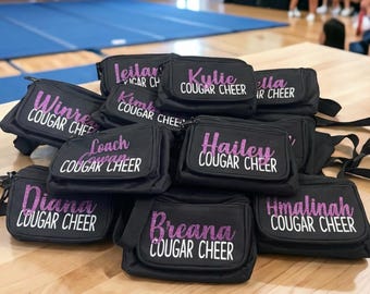 Cheer Fanny Pack Custom Personalized Cheerleading Team Gift Waist Bag for Squad Events Travel Competitions School Spirit and Group Use