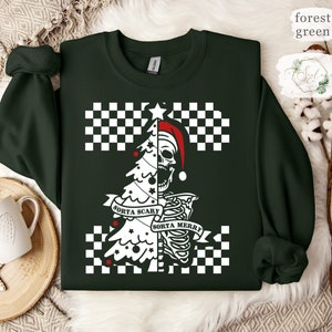 Sorta Scary Sorta Merry Sweatshirt, Christmas Halloween Mix, Skeleton Christmas, Unique Xmas festive Top, Couples Married Oversized Crewneck