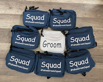 Bräutigam SQUAD Bauchtaschen Custom Unisex! Junggesellinnenabschied passendes Geschenk | Einzigartige anpassbare Gürteltaschen für Brautparty | Personalisierte Männer