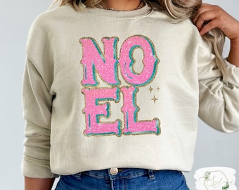 Noel Sweatshirt, NO EL Crewneck, Glitter Noel Shirt, Cozy Western Style Holiday Top, Festive Christmas Sweatshirt