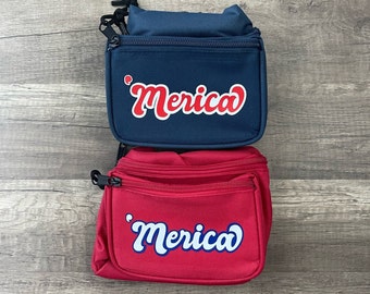 Custom Patriotic Fanny Packs! USA, 'Merica, America, July 4th waist bag/ bum bag, murica fannies/unique customizable | personalized retro US