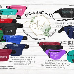 Fanny packs Custom Design Personalizable Waist bags for women, men, kids. Customizable, cute, modern, birthday, bachelorette, holiday gift image 2