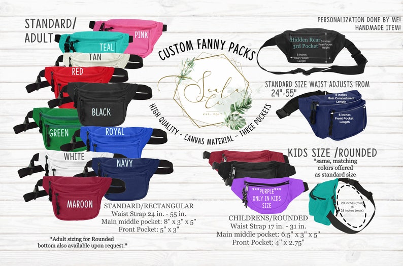 Fanny packs Custom Design Personalizable Waist bags for women, men, kids. Customizable, cute, modern, birthday, bachelorette, holiday gift image 2