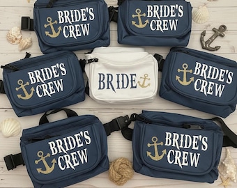 Nautical Bachelorette Fanny Pack Brides Crew Belt Bag Custom Bridal Party Favor Personalized Accessory for Wedding Weekend Events and Group