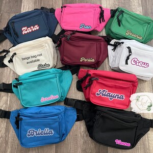 Retro Name Fanny Pack Custom Personalized Waist Bag Group Gift Accessory for Events Travel Bach Party School Spirit Teams Coordinated Use