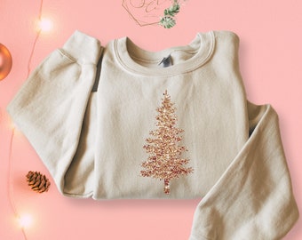Glitter Christmas Tree Sweatshirt, Sparkly Festive Top, Holiday Season Apparel, Shiny Xmas Tree Design