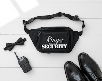 Ring Bearer Gift Wedding Fanny Pack Kids Belt Bag Security Canvas Pouch Ceremony Accessory Boy Junior Usher Present Custom Black Waist