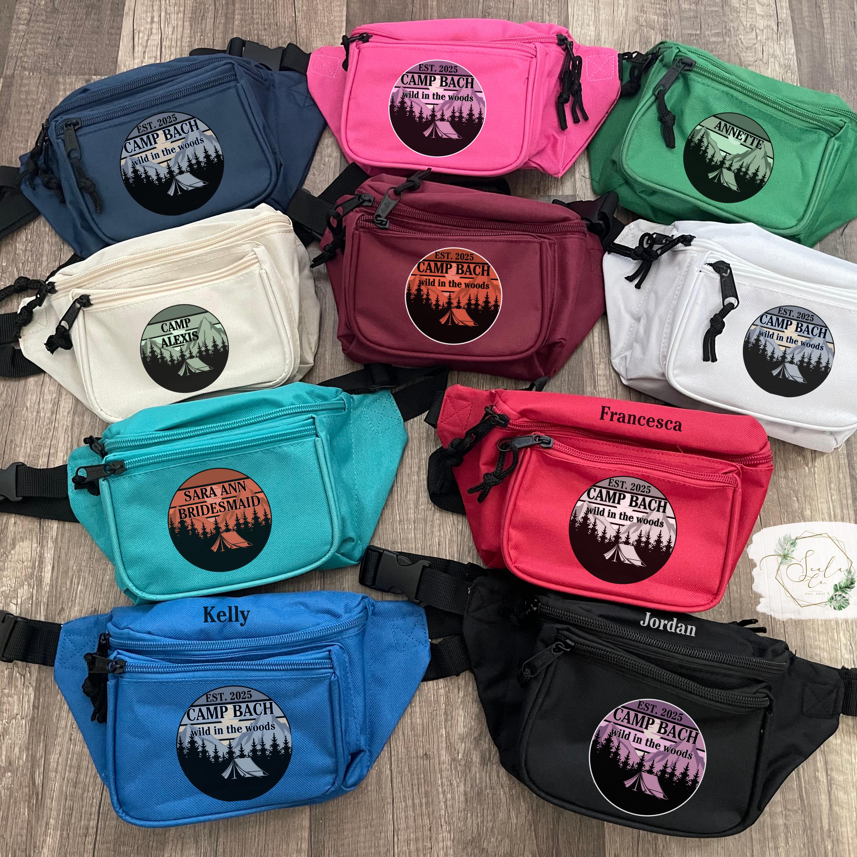 Camp Bachelorette Fanny Pack, Last Trail Before the Vail, Custom Name Date Slogan Location, Personalized Hiking Belt Bag, Bach Gift Favor