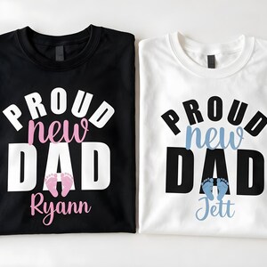 Aangepast T-shirt "DAD"! Gepersonaliseerde ziekenhuisoverhemden voor heren! Trotse nieuwe papa, het is een jongen, het is een meisje geboorte geslacht onthullen