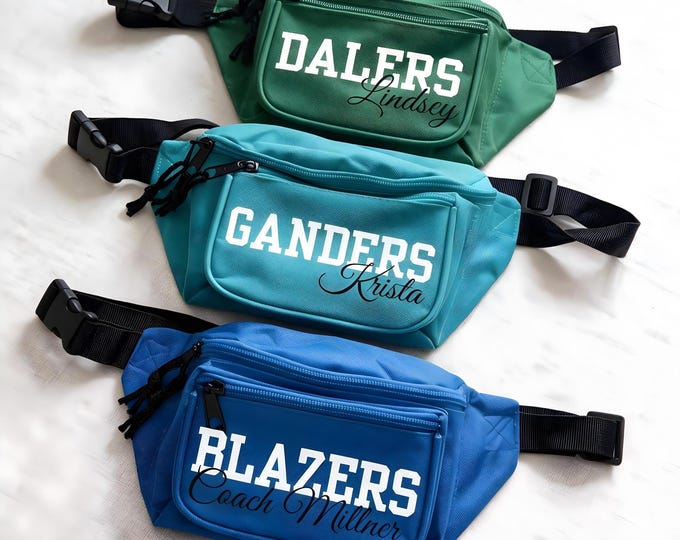 Custom Fanny Pack Men Gift Team Spirit Accessory Personalized Canvas Bag Adjustable Strap Waist Pack Game Day Stadium Carrier Sports Fan