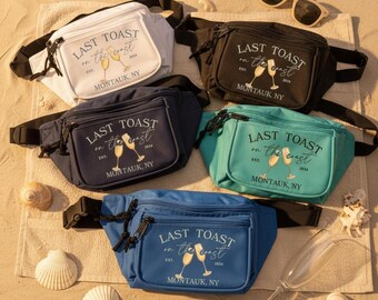 Coastal Bachelorette Fanny Packs Custom Beach Belt Bags Personalized Party Favors for Bridesmaids Wedding Weekend Travel Group Use