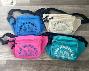 Camp Bachelorette Party Fanny Packs, The Last Trail Before The Veil Belt Bag, Camping Bachelorette Party bum bag, Custom unique bach merch