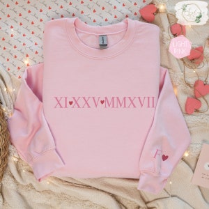 Anniversary Date Couples Sweatshirt, Personalized Roman Numerals Sweater, Gift for Boyfriend Husband, matching couples sweatshirt
