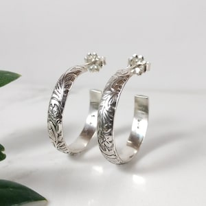 Sterling Silver Floral Hoop Earrings - Grace Lilly Designs