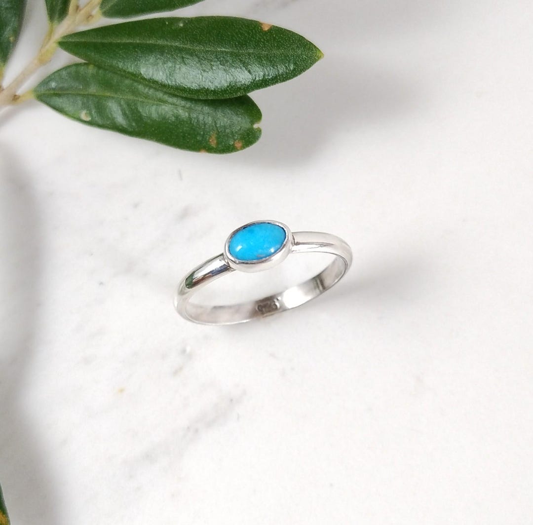 Oval Kingman Turquoise Sterling Silver Ring / East to West Turquoise ...