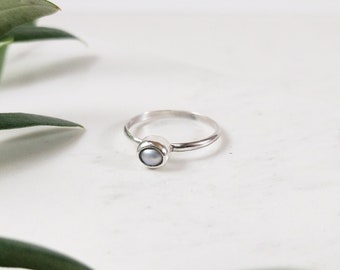 Sterling Silver Freshwater Pearl Ring / Dainty Pearl Ring / Pearl Stacking Ring / Grace Lilly Designs