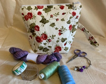 project bag with carry handle, ideal for knitting, crocheting, sewing, quilting, make up or anything else you can think of.